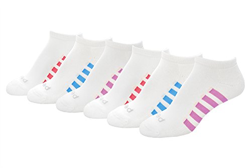 PEDS Women's Coolmax White Low Cut Sock With Massaging Bar Cushion, 5-10 (6 Pairs)