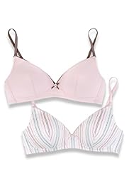 2 Pack Angel Cotton Rich Assorted Non-Wired Bras
