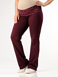Motherhood Maternity: Fold Over Belly Jersey Knit Yoga Maternity Yoga Pants