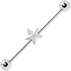 Surgical Steel Dimensional Star Industrial Barbell Earring