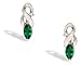 14K White Gold Marquise Created Emerald and Diamond Earrings