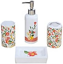 Indecor Home 4PCC-1162A-ORA 4 Piece Ceramic Sunshine Bath Set