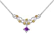 1.25 carats total weight Princess Cut & Round Shape Amethyst & Citrine Necklace in Sterling Silver