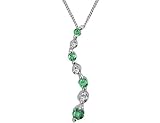 Emerald and Diamond Gemstone Journey Necklace in White Gold with Chain