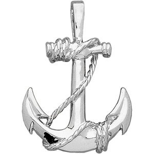 Genuine IceCarats Designer Jewelry Gift 14K White Gold Gents Anchor Pendant. 31.00X22.00 Mm Gents Anchor Pendant In 14K White Gold