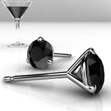 Sterling Silver Genuine Black Onyx Martini Stud Earrings (1 cttw)