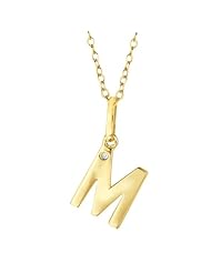 Gold over silver 0.005ct TDW Diamond Initial M Necklace (H-I, I2)