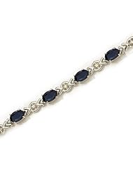 14K White Gold Oval Sapphire and Diamond Bracelet