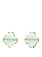 Silver One Pendientes Trébol de la Ágatha Verde