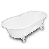 American Bath Factory B3-3700-WW-DM7-M3-19-WH Winston Double Ended Clawfoot Bathtub in White, Ball a