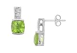 Peridot and Diamond Earrings : 14K White Gold - 1.50 CT TGW
