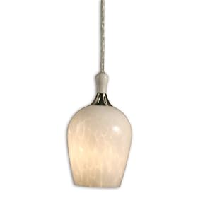 Checkolite White Art One-Light  Pendant, Brushed Nickel and Satin Nickel with Goblet Globe #3067-71