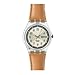 Swatch Unisex Croissant Chaud GE700 Beige Leather Quartz Watch with Silver Dial