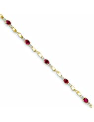 Genuine 14K Yellow Gold Diamond And African Ruby Oval Bracelet 3 Grams Of Gold 100% Satisfaction Guaranteed.
