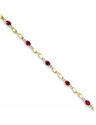 1.8 Carat 14K Gold Diamond and African Ruby Oval Bracelet