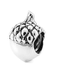 Genuine Ohm Beads (TM) Product. 925 Sterling Silver Acorn European Bead Charm. 100% Satisfaction Guaranteed.