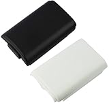 GTMax Black Controller Battery Cover + White Controller Battery Cover for Microsoft Xbox 360