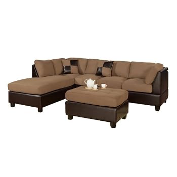 Set A Shopping Price Drop Alert For Bobkona Hungtinton Microfiber/Faux Leather 3-Piece Sectional Sofa Set, Saddle
