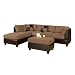 Bobkona Hungtinton Microfiber/Faux Leather 3-Piece Sectional Sofa Set, Saddle