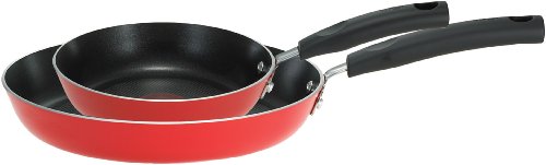 T-fal C118S264 Signature Nonstick Expert Interior Thermo-Spot Heat Indicator Dishwasher Safe 8-Inch and 10-Inch Fry Pan /Saute Pan Cookware Set, Red