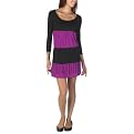 Juniors' Xhilaration® 3/4-Sleeve Tiered Baby Doll Dress - Pink Colorblock