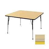 30" Round Laminate Preschool Table in Maple Edge Banding: Maple, Leg Color: Yellow, Leg Style: Toddler Leg Ball Glides