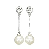 Cultured Pearl 0.04 ct. Diamond Drop Earrings in 14K White Gold