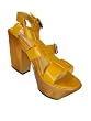 LANVIN Platform Lamb/Python Gladiator Sandals in Yellow