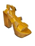 LANVIN Platform Lamb/Python Gladiator Sandals in Yellow