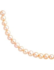 14K Gold 7.5mm Pink Cultured Round Pearl Strand 18"