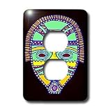 African Art - African Mask - Light Switch Covers - 2 plug outlet cover