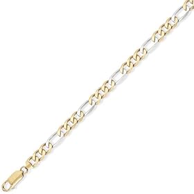 9ct Rhodium-plated 3+1 Figaro Anklet 10in/25cm