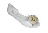 New Fashion Womens Slip On Ballet Flats Jelly Shoes Flower Trim (8, White Flower 2015)