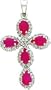 14 karat white gold genuine diamond and ruby cross charm