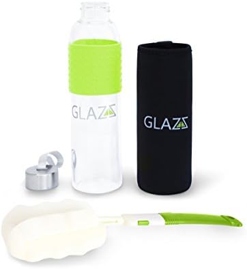 GLAZZ - Premium Borosilicate Glass Water Bottle with Silicon Grip and Insulated Neoprene Sleeve