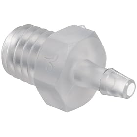 Value Plastic X210-6 Barbed Tube Fitting Threaded Adapter 10-32 Tapered Thread X 1/16" (1.6 mm) Tube ID Barb, Natural Polypropylene (pack of  25)
