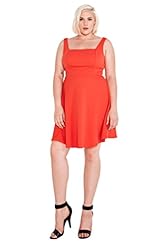 Plus Size Sleeveless Princess Seams   Waistline Fall Fit-and-Flare Polyester/Spandex Skater Dress 