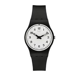 Swatch Women's Gent LB153 Black Rubber Quartz Watch with White Dial
