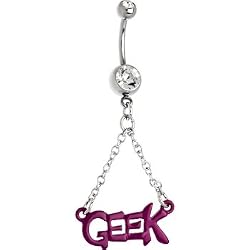 Neon Purple Geek Belly Ring