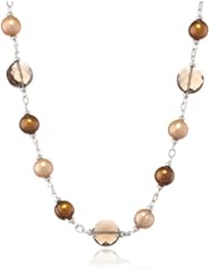 Honora "Skinny Jeans" Chocolate Freshwater Cultured Pearl and Smoky Quartz Necklace, 18"