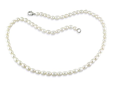 18" 5-5.5mm FW Rice White Pearl Necklace w/Metal Clasp