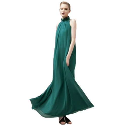 Summer chiffon ruffle neck sleeveless evening ball gown…