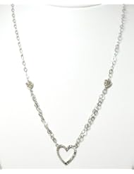14K White Gold 17" Heart Necklace