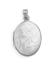 Genuine Elegante Pendant. Oval Etched Locket. 100% Satisfaction Guaranteed.
