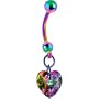 Handcrafted Light Vitrail Preciosa Heart Titanium Belly Ring