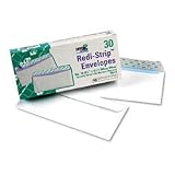 Redi-Strip Plain #10 Business Envelopes, 4-1/8x9-1/2, White, 30/Box QUA69112