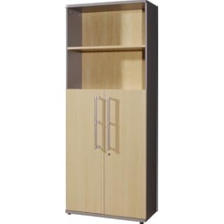 Kombischrank Classic Aktenschrank mit 5 Ebenen, abschließbar, 80x200cm aus Holz Dekor wählbar, Dekor/Front:Ahorn/Silber