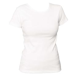 White Classic Fit Every Day Crew Neck Womens' Solid color contoured T-Shirt, 100% cotton,