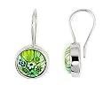 Millefiori Murano Glass Green Earrings in Sterling Silver