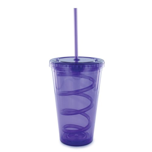 Smart Planet EC-10SS 16-Ounce Eco Double Walled Cold Drink Cup with Straw, Purple